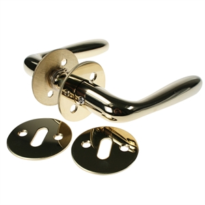 Dørgreb L-form inkl. nøgleskilt, blank messing